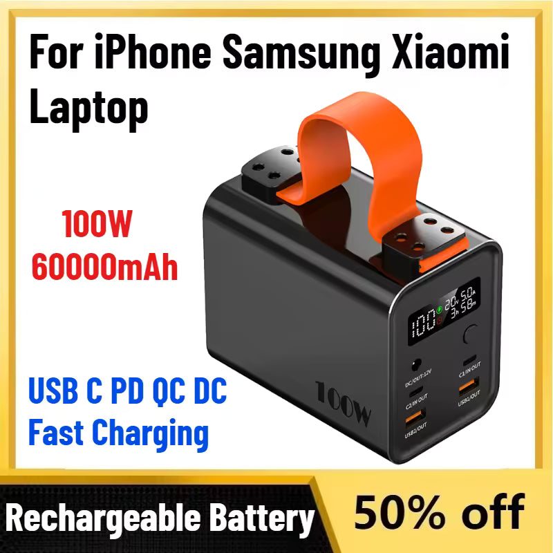 60000mAh 100W Fast-Charging Portable Power Bank 2 Pcs